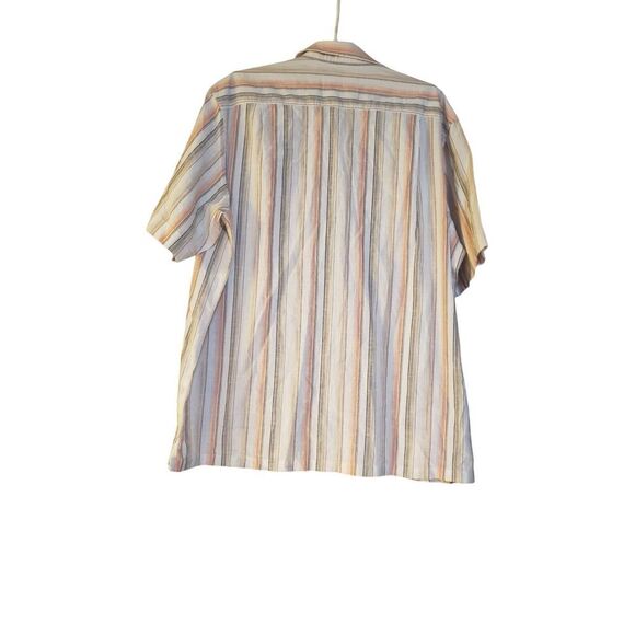 NWT Tasso Ella Island XL 100% Cotton White Orange Tan Striped Button Front Shirt - Picture 2 of 16